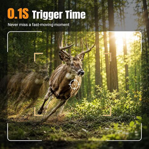 DEATTI 4K 48MP Trail Camera WiFi Bluetooth Connection,Game Camera with 0.1s Trigger Time,Night Vision Motion Activated Wildlife Camera with 8 Batteries,32 GB SD Card, IP66 Waterproof for Deer Outdoor in Kuwait