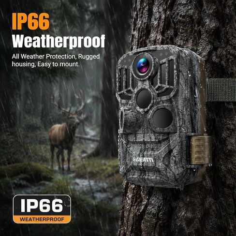 DEATTI 4K 48MP Trail Camera WiFi Bluetooth Connection,Game Camera with 0.1s Trigger Time,Night Vision Motion Activated Wildlife Camera with 8 Batteries,32 GB SD Card, IP66 Waterproof for Deer Outdoor in Kuwait