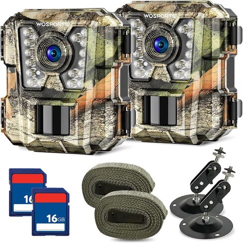 WOSPORTS Mini Trail Camera 2 Pack 24MP 1080P HD,Game Camera Motion Activated with IR Night Vision Waterproof Video Deer Cam for Outdoor Wildlife Monitoring in Kuwait