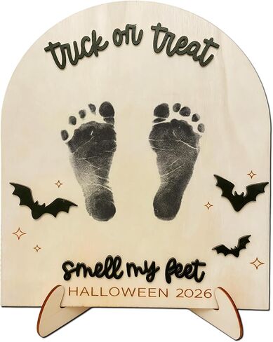 Baby's First Halloween Footprint Keepsake, Trick or Treat Souvenir | Halloween, Wooden, My First Halloween in Kuwait