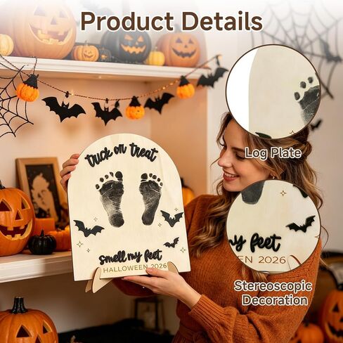 Baby's First Halloween Footprint Keepsake, Trick or Treat Souvenir | Halloween, Wooden, My First Halloween in Kuwait