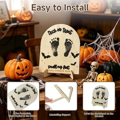 Baby's First Halloween Footprint Keepsake, Trick or Treat Souvenir | Halloween, Wooden, My First Halloween in Kuwait