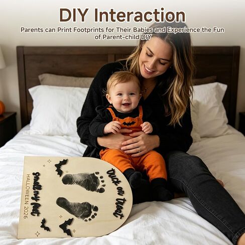 Baby's First Halloween Footprint Keepsake, Trick or Treat Souvenir | Halloween, Wooden, My First Halloween in Kuwait