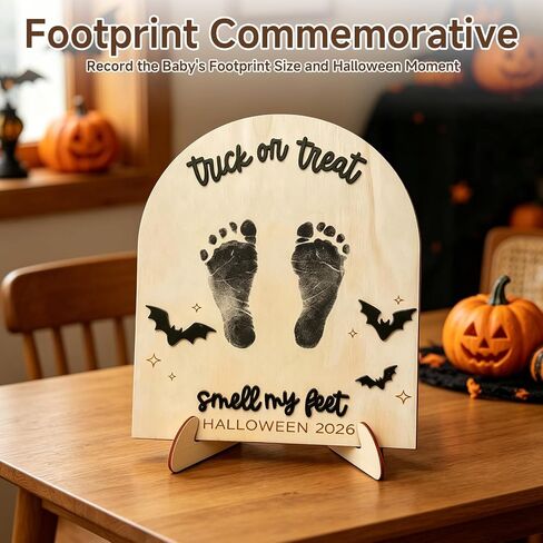 Baby's First Halloween Footprint Keepsake, Trick or Treat Souvenir | Halloween, Wooden, My First Halloween in Kuwait