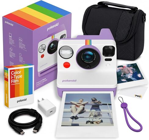 Polaroid Now Generation3 i-Type Camera in Pebble White 40 Film Value Bundle | Capture Family Memories & Travel Adventures with Dual-Lens AF, Built-In Flash, i-Type & 600 Film Compatible in Kuwait