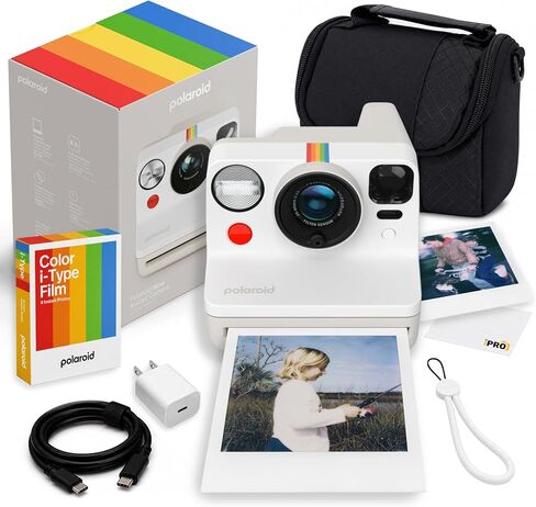 Polaroid Now Generation3 i-Type Camera in Pebble White 40 Film Value Bundle | Capture Family Memories & Travel Adventures with Dual-Lens AF, Built-In Flash, i-Type & 600 Film Compatible in Kuwait