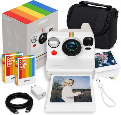 Polaroid Now Generation3 i-Type Camera in Pebble White 40 Film Value Bundle | Capture Family Memories & Travel Adventures with Dual-Lens AF, Built-In Flash, i-Type & 600 Film Compatible in Kuwait