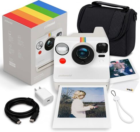 Polaroid Now Generation3 i-Type Camera in Pebble White 40 Film Value Bundle | Capture Family Memories & Travel Adventures with Dual-Lens AF, Built-In Flash, i-Type & 600 Film Compatible in Kuwait