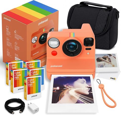 Polaroid Now+ Generation3 iType Instant Camera in Coral + 40 Film Bundle | Unlock Creative Modes with Bluetooth App Control, i-Type & 600 Film Compatible, Ideal for Travel & Instant Photography in Kuwait