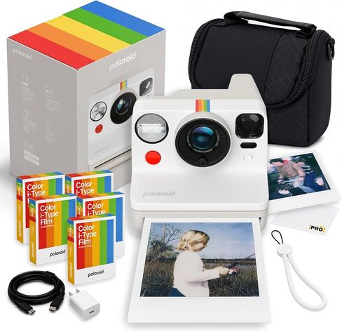 Polaroid Now Generation3 i-Type Camera in Pebble White 40 Film Value Bundle | Capture Family Memories & Travel Adventures with Dual-Lens AF, Built-In Flash, i-Type & 600 Film Compatible in Kuwait