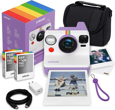 Polaroid Now Generation3 i-Type Camera in Pebble White 40 Film Value Bundle | Capture Family Memories & Travel Adventures with Dual-Lens AF, Built-In Flash, i-Type & 600 Film Compatible in Kuwait
