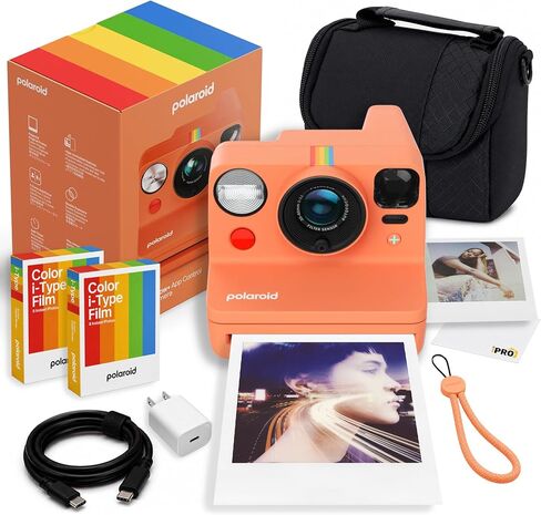 Polaroid Now+ Generation3 iType Instant Camera in Coral + 40 Film Bundle | Unlock Creative Modes with Bluetooth App Control, i-Type & 600 Film Compatible, Ideal for Travel & Instant Photography in Kuwait