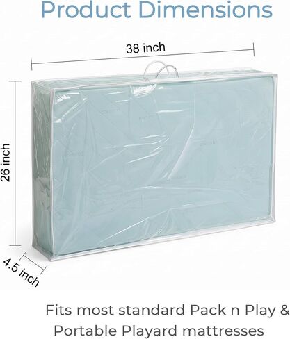 Waterproof Pack N Play Mattress Storage Bag with Zipper & Carrying Handles, Heavy Duty 6 Mil Clear Travel Moving Bag 38 x 26 x 4.5 inches. in Kuwait
