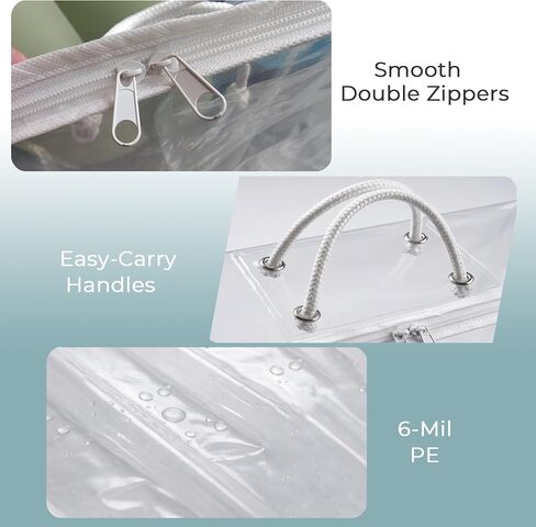 Waterproof Pack N Play Mattress Storage Bag with Zipper & Carrying Handles, Heavy Duty 6 Mil Clear Travel Moving Bag 38 x 26 x 4.5 inches. in Kuwait