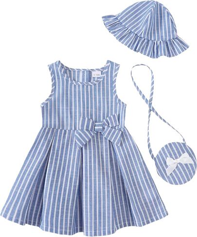 SODLON Baby Girl Dress Infant Girls Summer Dresses Toddler Clothes 3M-4T | Baby Summer Clothes Outfits, Ruffle Sleeveless Party Dresses, Infant Wedding Guest Dress, Beach Vacation Sundress with Hat in Kuwait