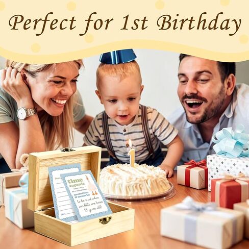 Silly Goose Time Capsule Set, 50 Pcs Silly Goose Double Sided Cards and Blue Time Capsule Sign, Baby Memorial Milestone Collection Box, Blue White 1st Birthday Nursery Memory Decorations for Boys in Kuwait