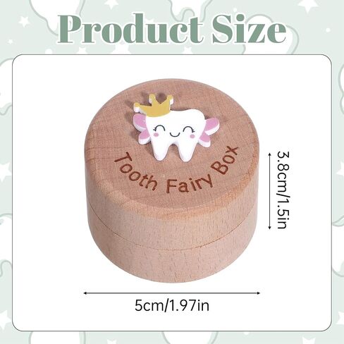 Tooth Fairy Box, Wooden Teeth Keepsake Box 3D Carved Loose Teeth Holder Toothfairy Storage Boxes for Tooth Birthday Gift in Kuwait
