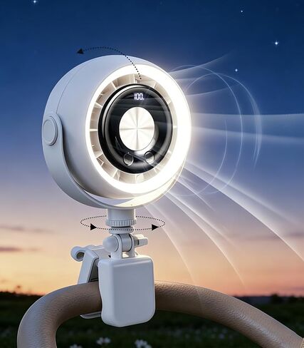Rechargeable Clip on Fan for Bed with 4000mAh Battery | 4-Speed Quiet With Night Light,360° Rotate,Detachable Small Clip Fan Dorm Fan Student Bed Desk Bike Crib Treadmill Camping in Kuwait