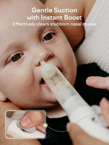 GROWNSY Electric Nasal Aspirator for Baby, Baby Nose Sucker with Hospital-Grade Suction, One-Touch Boost Mode, Large 70ml Collection Chamber, Smart Soothing System with 18 Sounds & 4-Mode Light in Kuwait