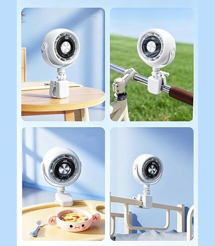 Rechargeable Clip on Fan for Bed with 4000mAh Battery | 4-Speed Quiet With Night Light,360° Rotate,Detachable Small Clip Fan Dorm Fan Student Bed Desk Bike Crib Treadmill Camping in Kuwait