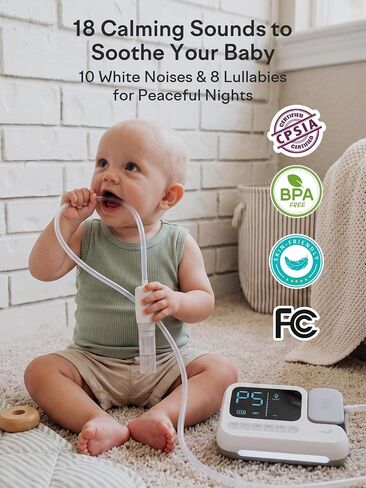 GROWNSY Electric Nasal Aspirator for Baby, Baby Nose Sucker with Hospital-Grade Suction, One-Touch Boost Mode, Large 70ml Collection Chamber, Smart Soothing System with 18 Sounds & 4-Mode Light in Kuwait