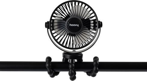Hoovy Stroller Fan with Flexible Tripod Legs – Portable Rechargeable Baby Fan, 360° Rotating Clip-On Fan for Stroller, Car Seat & Crib, 3-Speed Adjustable Cooling – Black in Kuwait