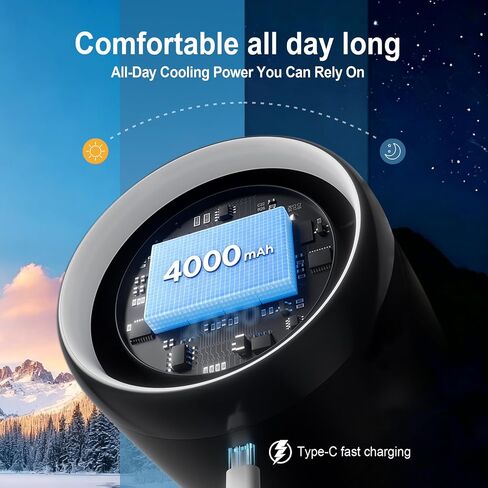 Portable Baby Stroller Fan with Clip, 360° Adjustable Quiet USB Rechargeable Fan, LED Display & Night Light, 100 Speeds Personal Cooling Fan for Stroller Golf Cart Car Seat Treadmill Travel, Black in Kuwait