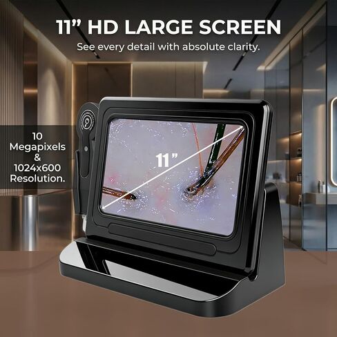 Scalp and Hair Follicle Analyzer, 11-Inch HD Display Digital Microscope Camera with 50X & 200X Dual Lenses, Skin and Hair Condition Magnifier for Salon Professionals and Home Use in Kuwait