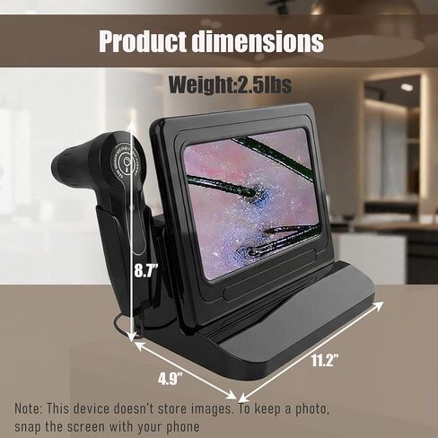 Scalp and Hair Follicle Analyzer, 11-Inch HD Display Digital Microscope Camera with 50X & 200X Dual Lenses, Skin and Hair Condition Magnifier for Salon Professionals and Home Use in Kuwait