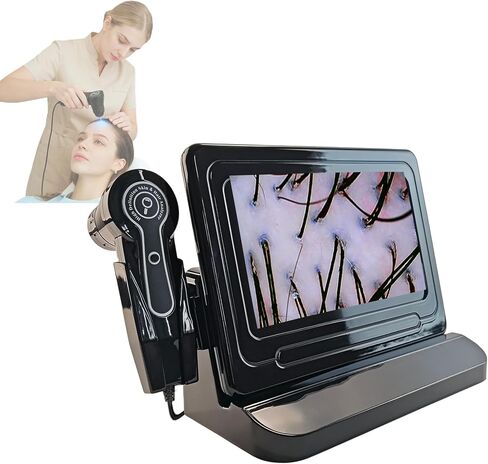 Scalp and Hair Follicle Analyzer, 11-Inch HD Display Digital Microscope Camera with 50X & 200X Dual Lenses, Skin and Hair Condition Magnifier for Salon Professionals and Home Use in Kuwait