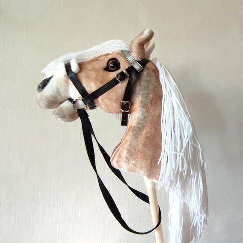 Set Hobby Horse Haflinger A3 with Bridle and Violet Halter - Realistic Hobbyhorse Toy for Older Kids in Kuwait