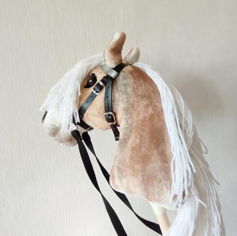 Set Hobby Horse Haflinger A3 with Bridle and Violet Halter - Realistic Hobbyhorse Toy for Older Kids in Kuwait