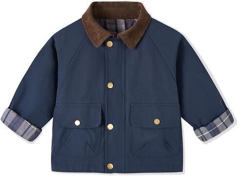 Toddler Boys Casual Barn Jackets Corduroy Collar Zip Up Workwear Spring Fall Windbreaker Outerwear in Kuwait