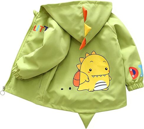 Toddler Cartoon Dinosaur Hooded Jacket Little Girls Boys Cute Lightweight Zip Coat in Kuwait