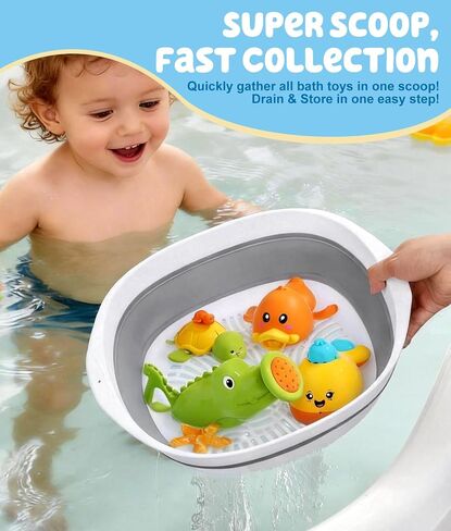 WADEO Large Bath Toy Storage Basket, 2-in-1 Foldable Bathtub Toy Holder, Removable Quick Dry Bathroom Pool Toys Organizer in Kuwait