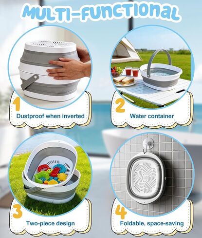 WADEO Large Bath Toy Storage Basket, 2-in-1 Foldable Bathtub Toy Holder, Removable Quick Dry Bathroom Pool Toys Organizer in Kuwait