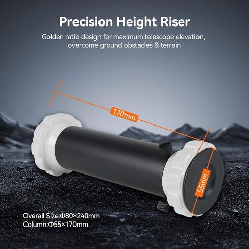 SVBONY SV225H Telescope Tripod Riser Azimuth Mount Riser, 240mm Height Boost, Dual 3/8"-16 UNC Threads Compatible with SV225 Mount and SV225T Tripod, 1000g Lightweight, for Astronomical Observations. in Kuwait