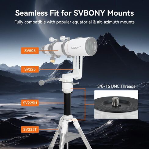 SVBONY SV225H Telescope Tripod Riser Azimuth Mount Riser, 240mm Height Boost, Dual 3/8"-16 UNC Threads Compatible with SV225 Mount and SV225T Tripod, 1000g Lightweight, for Astronomical Observations. in Kuwait