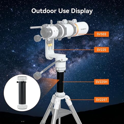 SVBONY SV225H Telescope Tripod Riser Azimuth Mount Riser, 240mm Height Boost, Dual 3/8"-16 UNC Threads Compatible with SV225 Mount and SV225T Tripod, 1000g Lightweight, for Astronomical Observations. in Kuwait