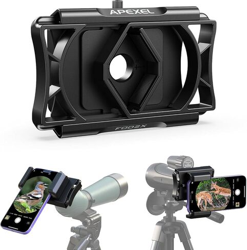 Telescope Phone Adapter, Upgraded Rotatable 360° Binocular Photo Adapter for Android & iPhone,Smartphone Holder Mount for Telescope,Monocular,Binocular,Spotting Scope,Microscope with Bluetooth Shutter in Kuwait