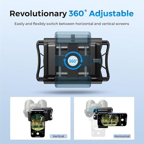 Telescope Phone Adapter, Upgraded Rotatable 360° Binocular Photo Adapter for Android & iPhone,Smartphone Holder Mount for Telescope,Monocular,Binocular,Spotting Scope,Microscope with Bluetooth Shutter in Kuwait