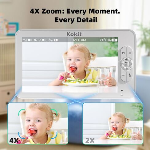 Baby Monitor with Camera and Audio - 7" Split Screen, 5000mAh Battery (100H in VOX), 1080P PTZ Baby Camera Monitor with Flexible Mount, No WiFi Baby Monitor, Secure 2.4GHz FHSS in Kuwait