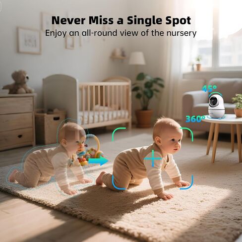 Baby Monitor with Camera and Audio - 7" Split Screen, 5000mAh Battery (100H in VOX), 1080P PTZ Baby Camera Monitor with Flexible Mount, No WiFi Baby Monitor, Secure 2.4GHz FHSS in Kuwait