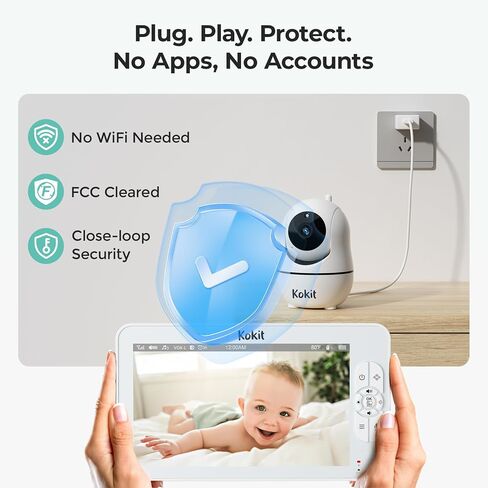 Baby Monitor with Camera and Audio - 7" Split Screen, 5000mAh Battery (100H in VOX), 1080P PTZ Baby Camera Monitor with Flexible Mount, No WiFi Baby Monitor, Secure 2.4GHz FHSS in Kuwait