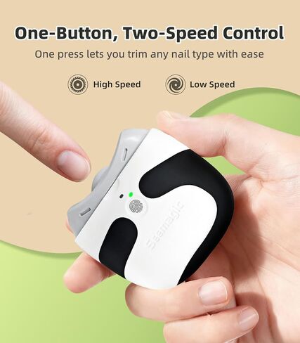 Electric Nail Clipper Trimmer for Fingernails, Seemagic 3 in 1 Rechargeable Automatic Nail Clippers Adults Seniors Kids with LED Light & 2 Speeds - Safe for Kids & Toddlers, Panda in Kuwait