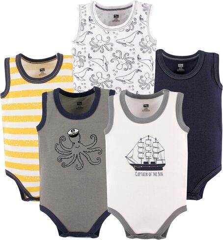 Hudson Baby Basics Unisex Baby 5-Pack Sleeveless Baby Bodysuits in Kuwait