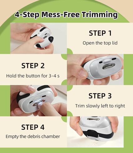 Electric Nail Clipper Trimmer for Fingernails, Seemagic 3 in 1 Rechargeable Automatic Nail Clippers Adults Seniors Kids with LED Light & 2 Speeds - Safe for Kids & Toddlers, Panda in Kuwait