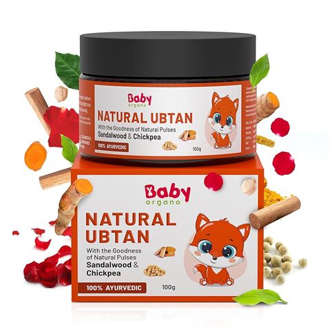 Baby Organo Babyorgano Natural Ubtan For Skin Tan Removal L Bath Powder For Kids And Women L Soft Glowing Skin With Green Gram L Sandalwood And Turmeric L 100% Ayurvedic Fdca Approved - 100 g in Kuwait