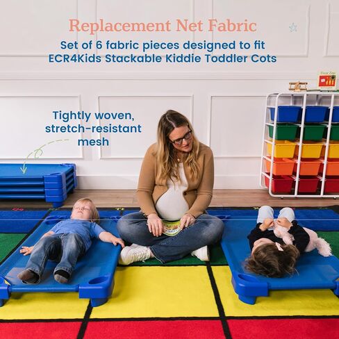 ECR4Kids Stackable Kiddie Cot Fabric, Toddler, Replacement Parts, Replacement Parts, Blue, 6-Pack in Kuwait