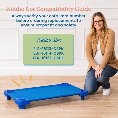ECR4Kids Stackable Kiddie Cot Fabric, Toddler, Replacement Parts, Replacement Parts, Blue, 6-Pack in Kuwait